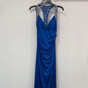 Royal Blue Beaded Evening Gown NWT